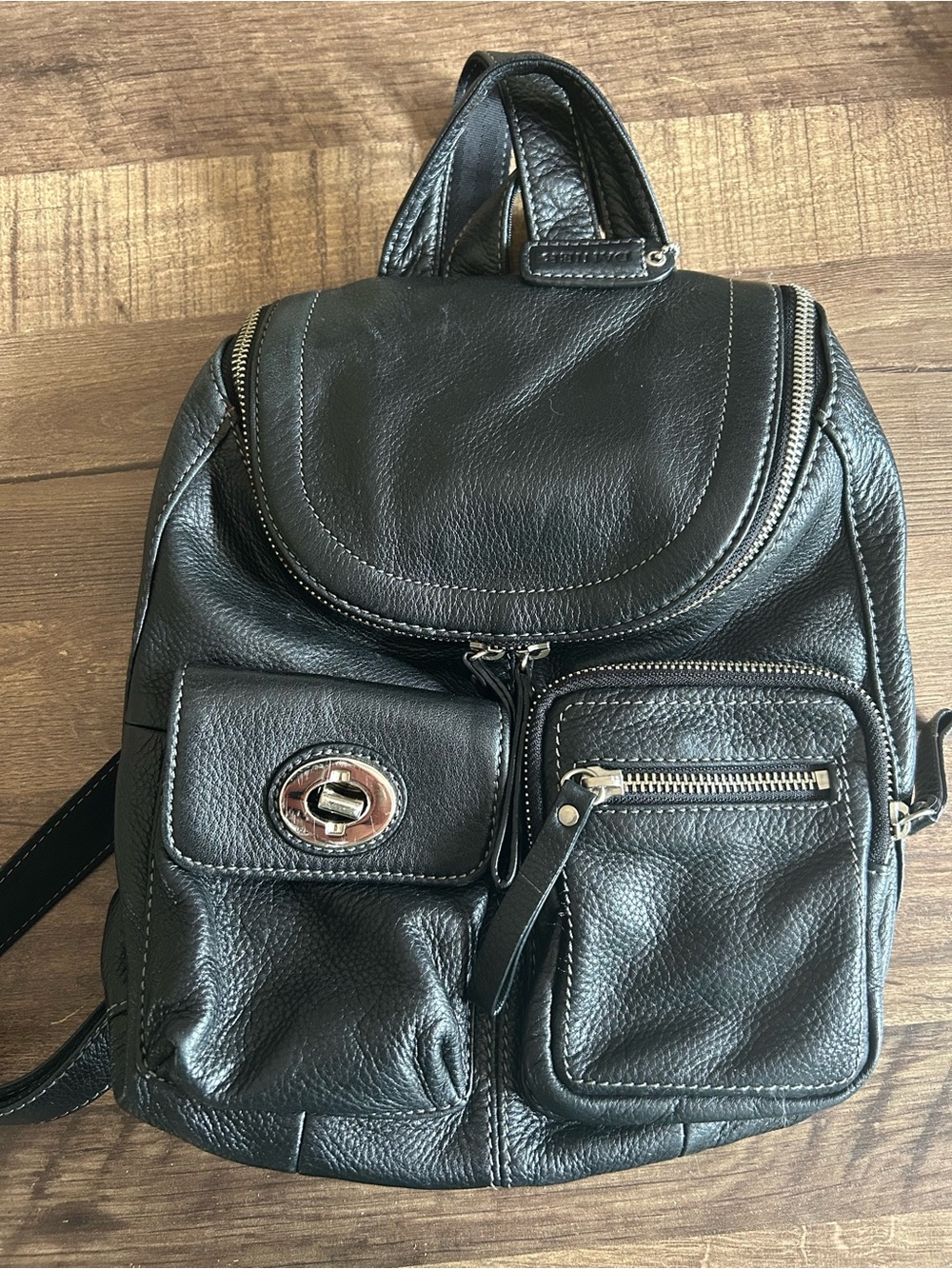Vintage Danier Black Pebbled Mini Leather Backpack Purse Y2K 90s